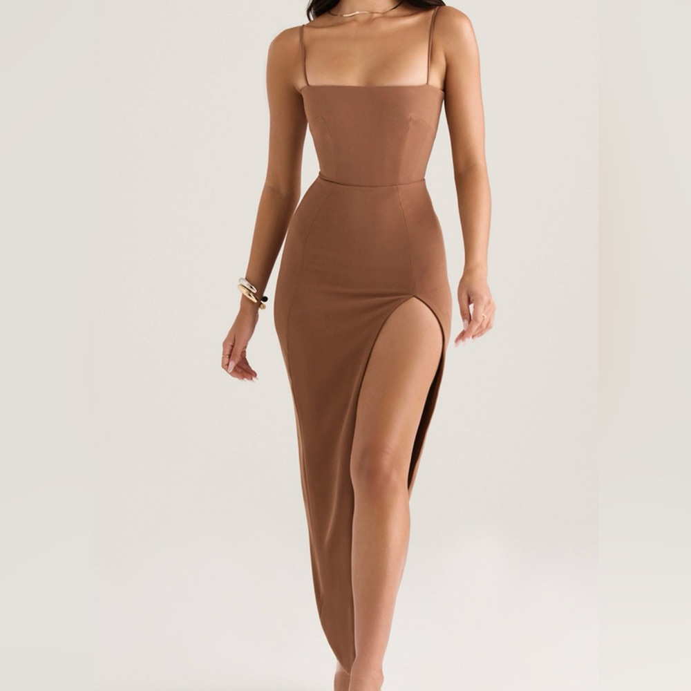 House of CB Toast (Brown) Maxi dress with split